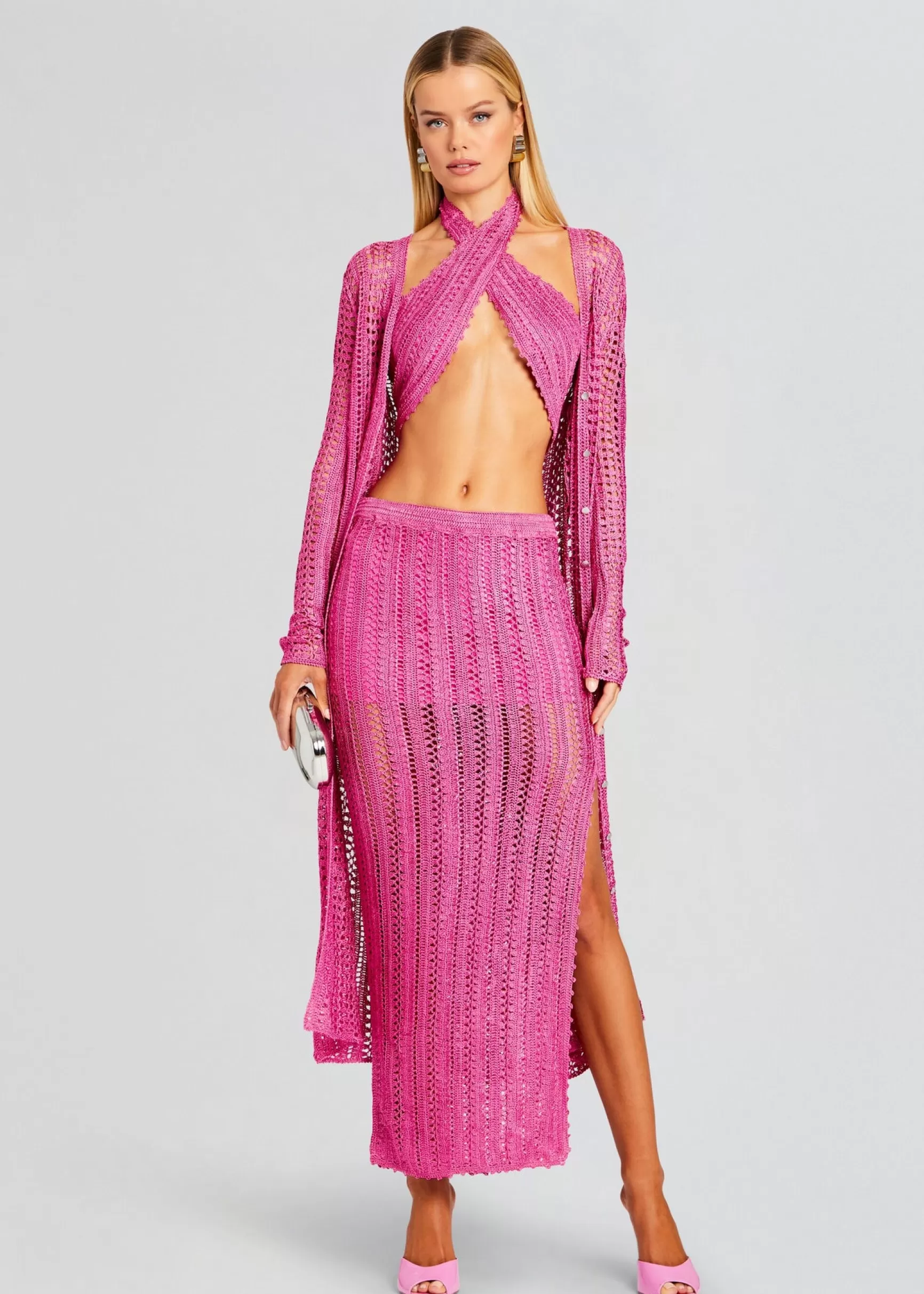 Tops*Retrofete Allison Crochet Cardigan Malibu Pink