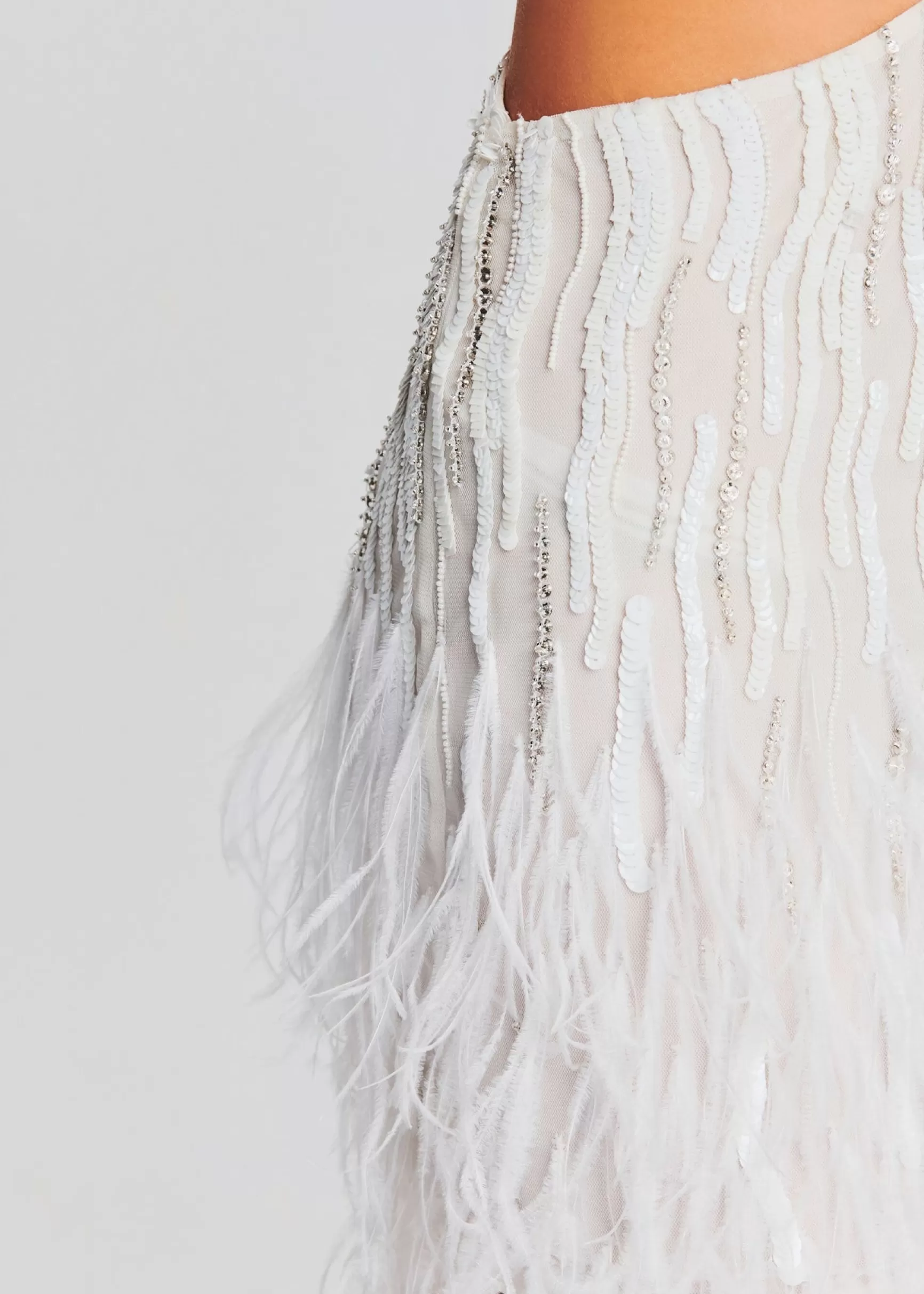 Guest Of*Retrofete Beverly Sequin Feather Dress White