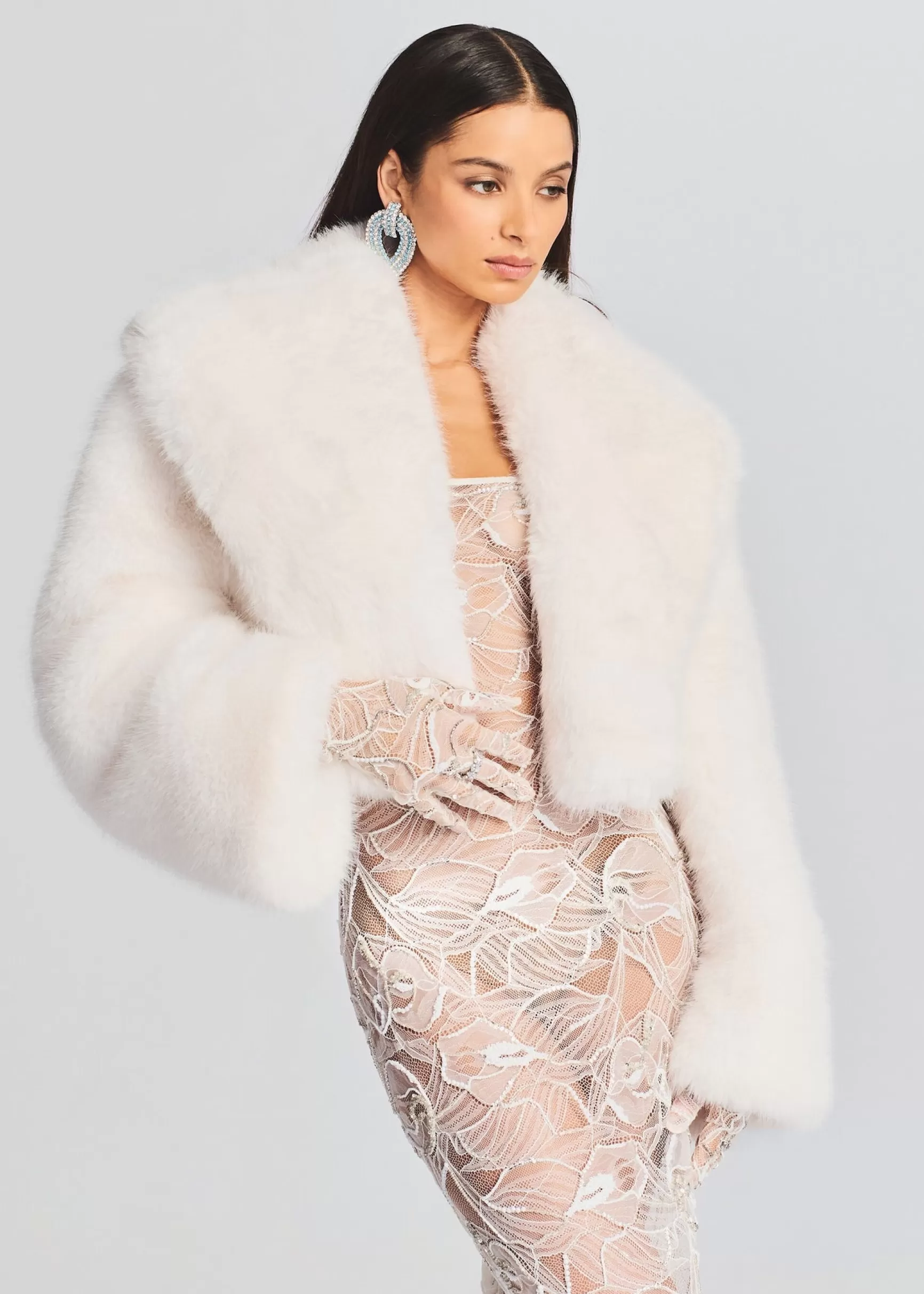 Guest Of*Retrofete Cadence Faux Fur Coat White