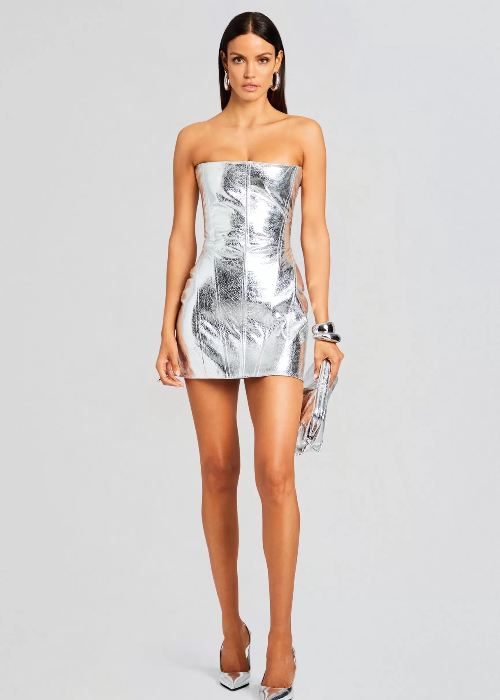 RETROFÊTE*Retrofete Casmir Leather Dress Silver