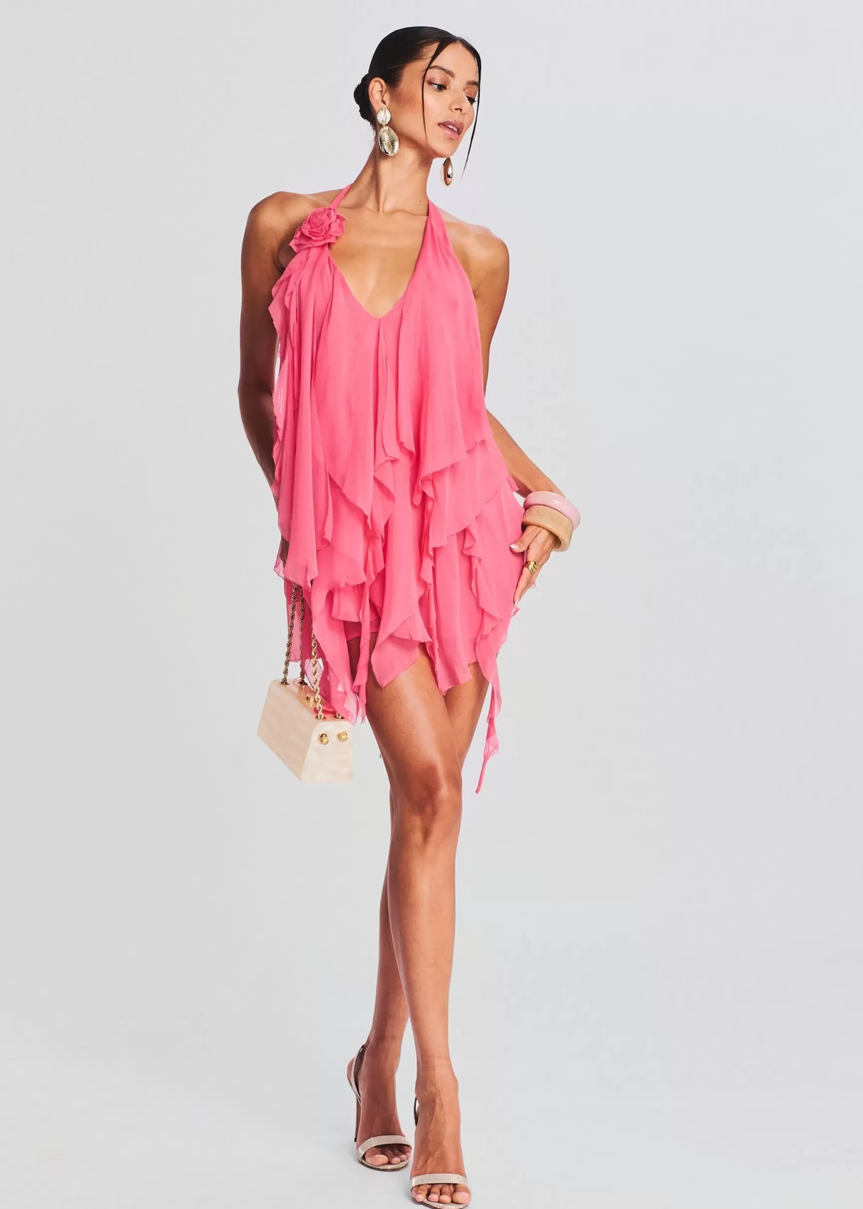 Guest Of*Retrofete Caspian Silk Chiffon Dress Sakura