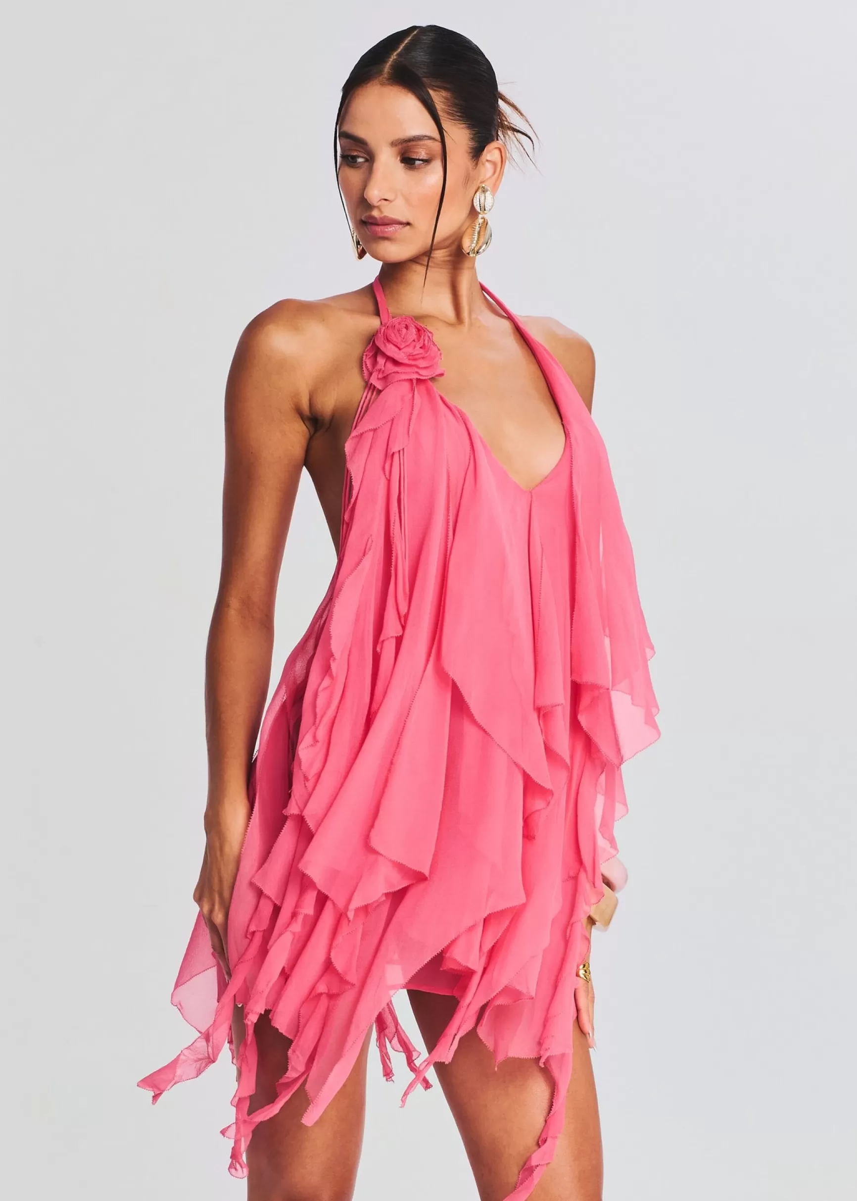 Guest Of*Retrofete Caspian Silk Chiffon Dress Sakura