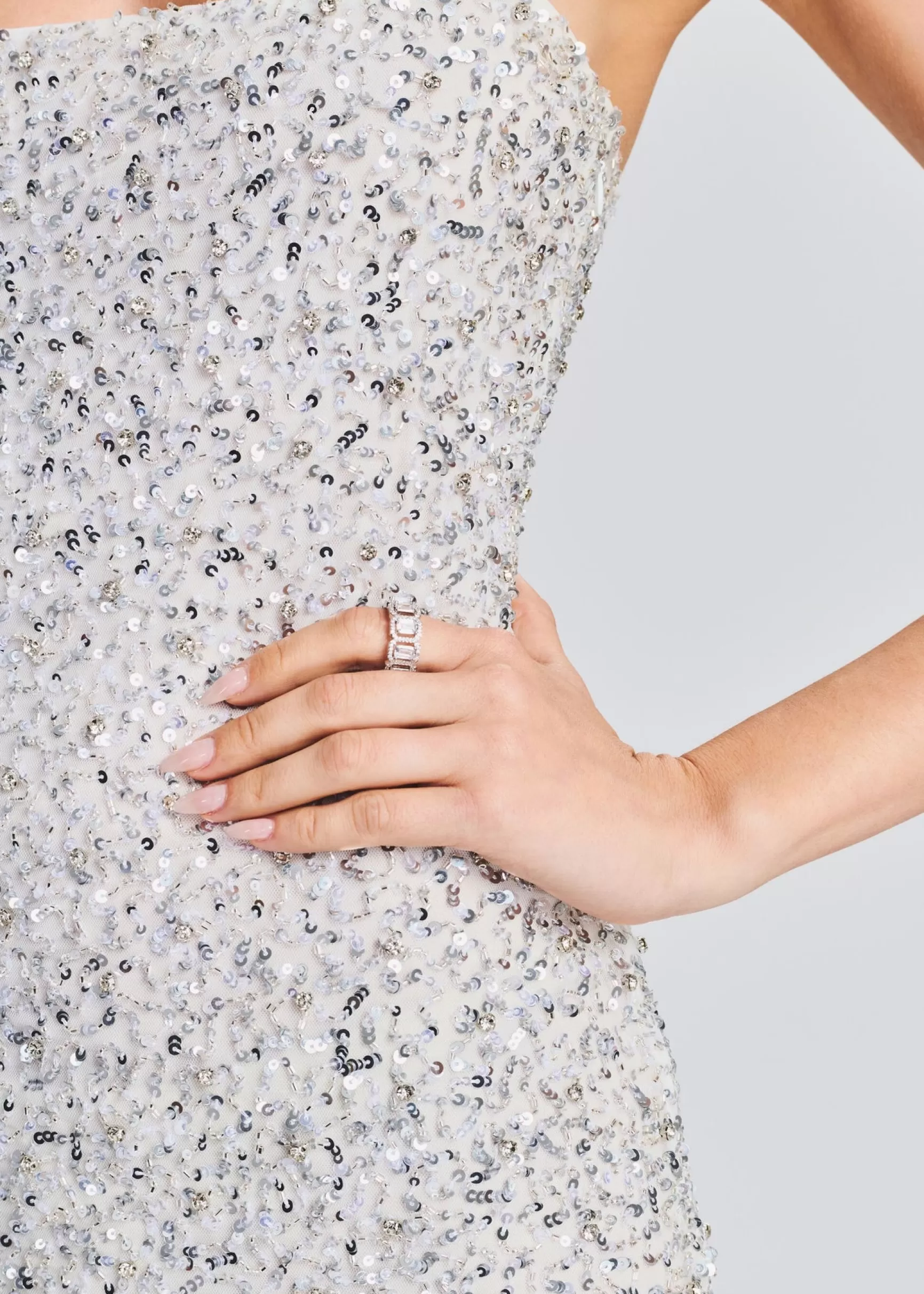 RETROFÊTE*Retrofete Dionne Sequin Dress Silver/White