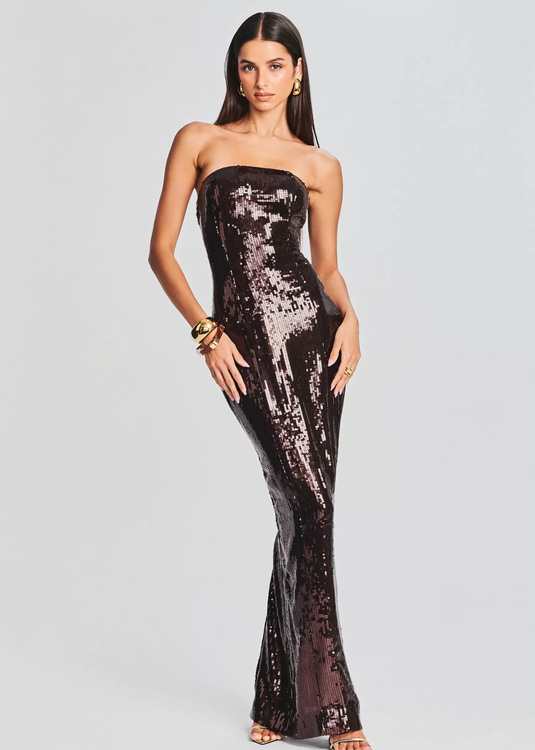 Maxi*Retrofete Ember Sequin Dress Dark Chocolate