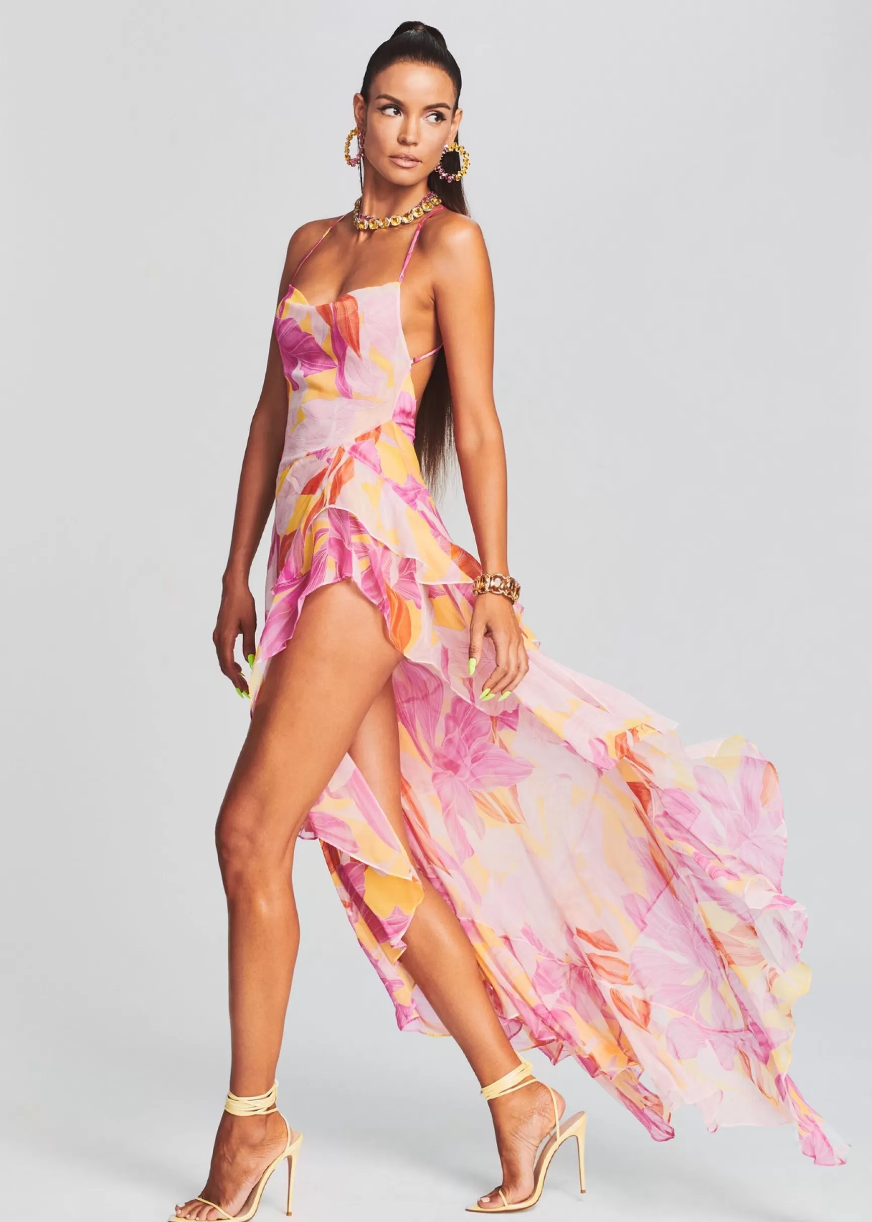 Gowns*Retrofete Fatima Silk Dress Botanical Floral