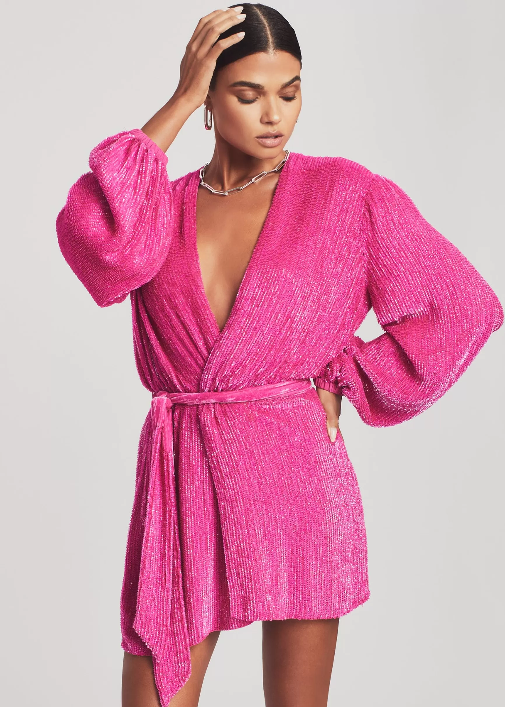 RETROFÊTE*Retrofete Gabrielle Sequin Robe Hot Pink