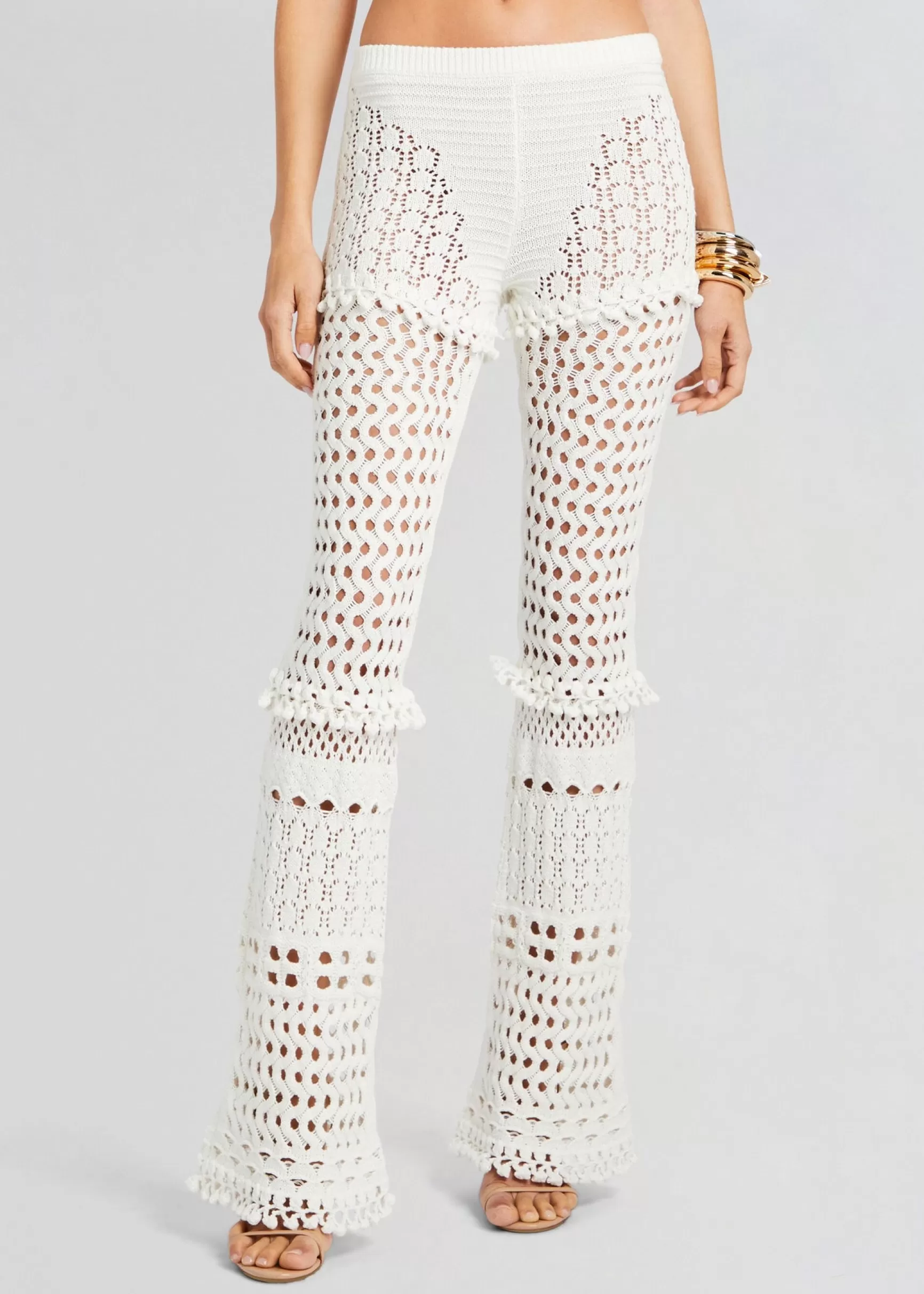 Resort '24*Retrofete Kyla Knit Crochet Pant Iridescent White