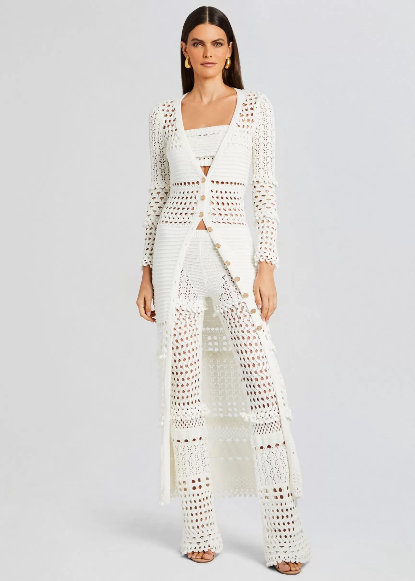 Resort '24*Retrofete Kyla Knit Crochet Pant Iridescent White