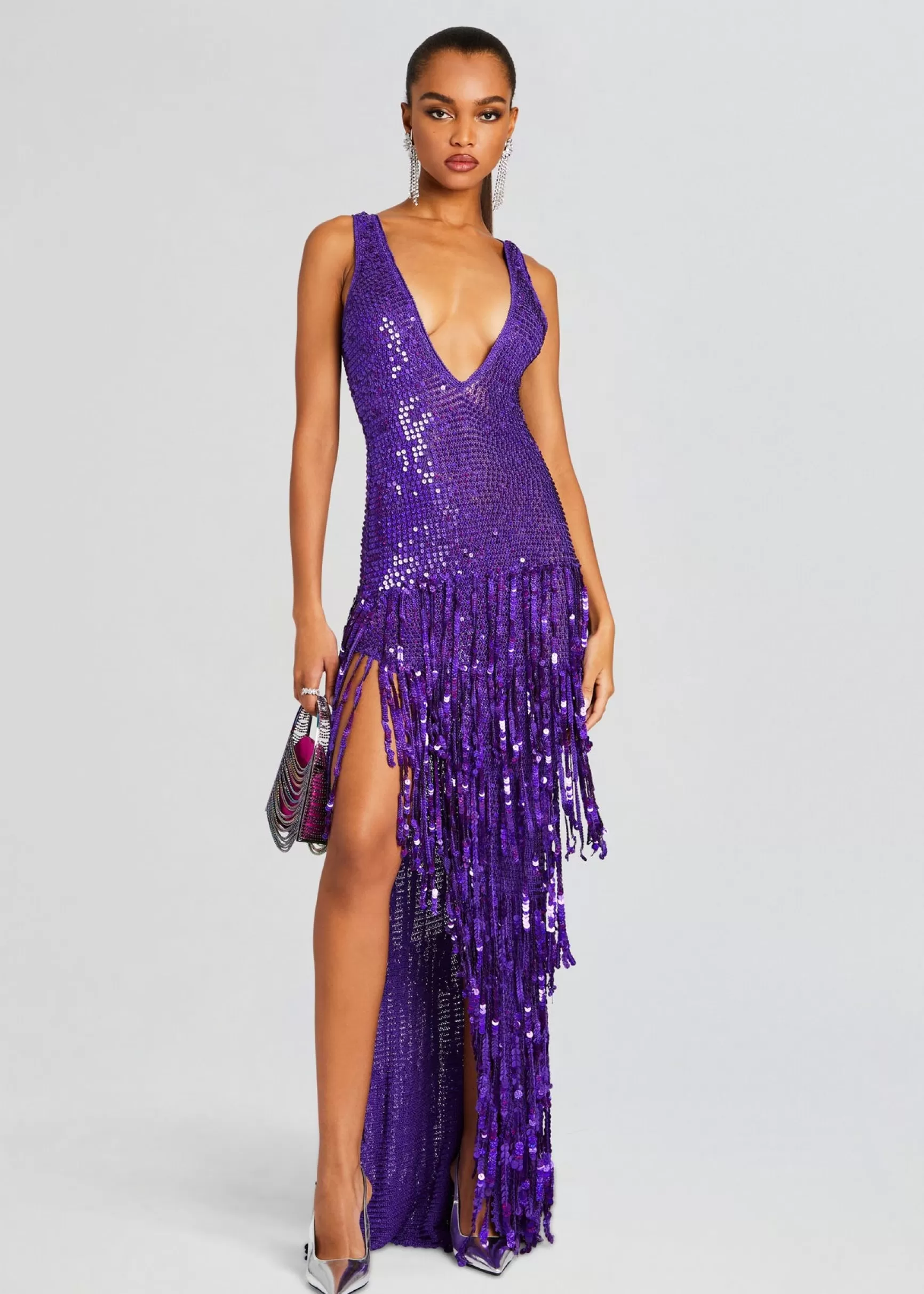 RETROFÊTE*Retrofete Libra Sequin Crochet Dress Amethyst