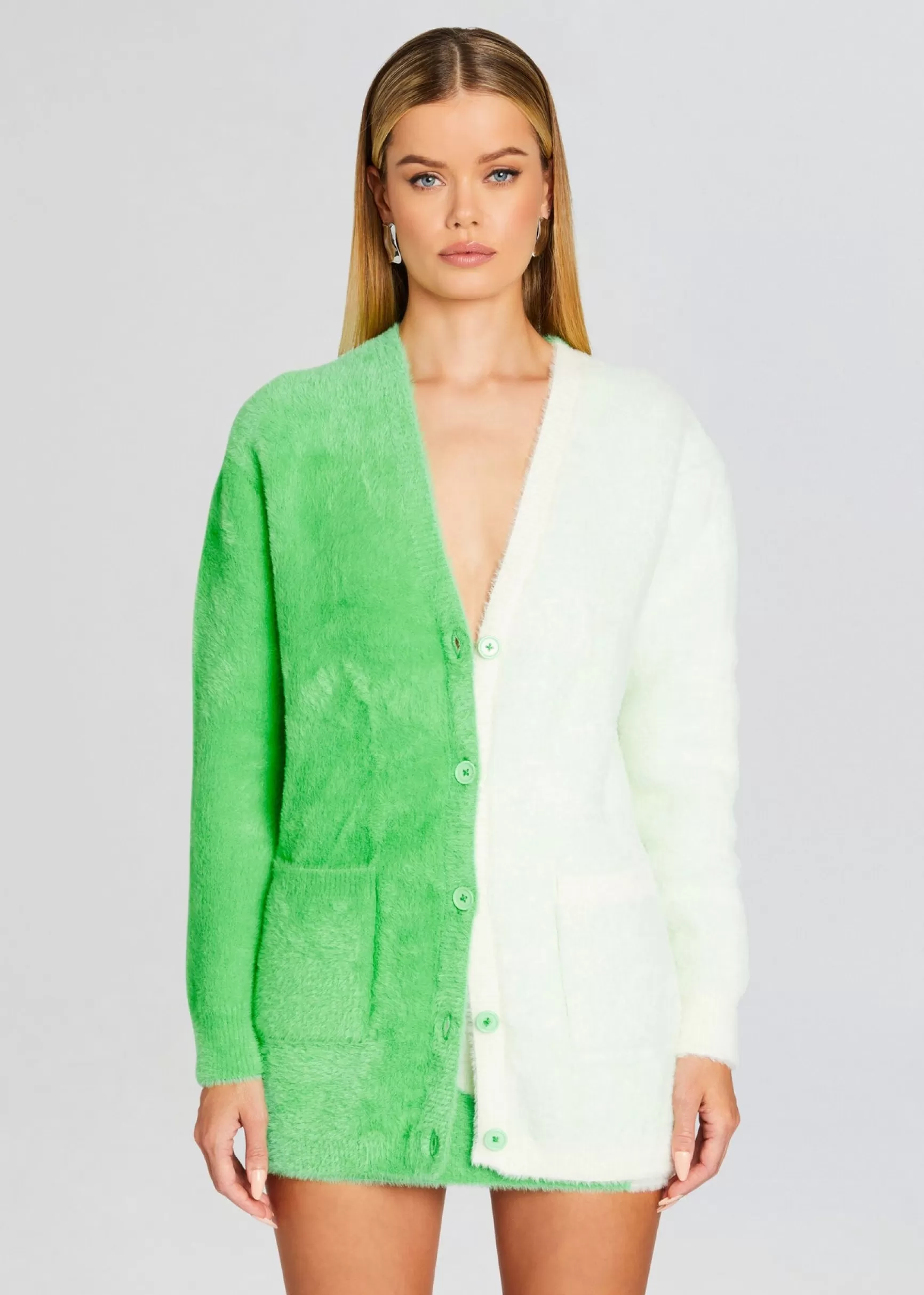 Spring Knits*Retrofete Pepper Fuzzy Cardigan Pistachio/Cream