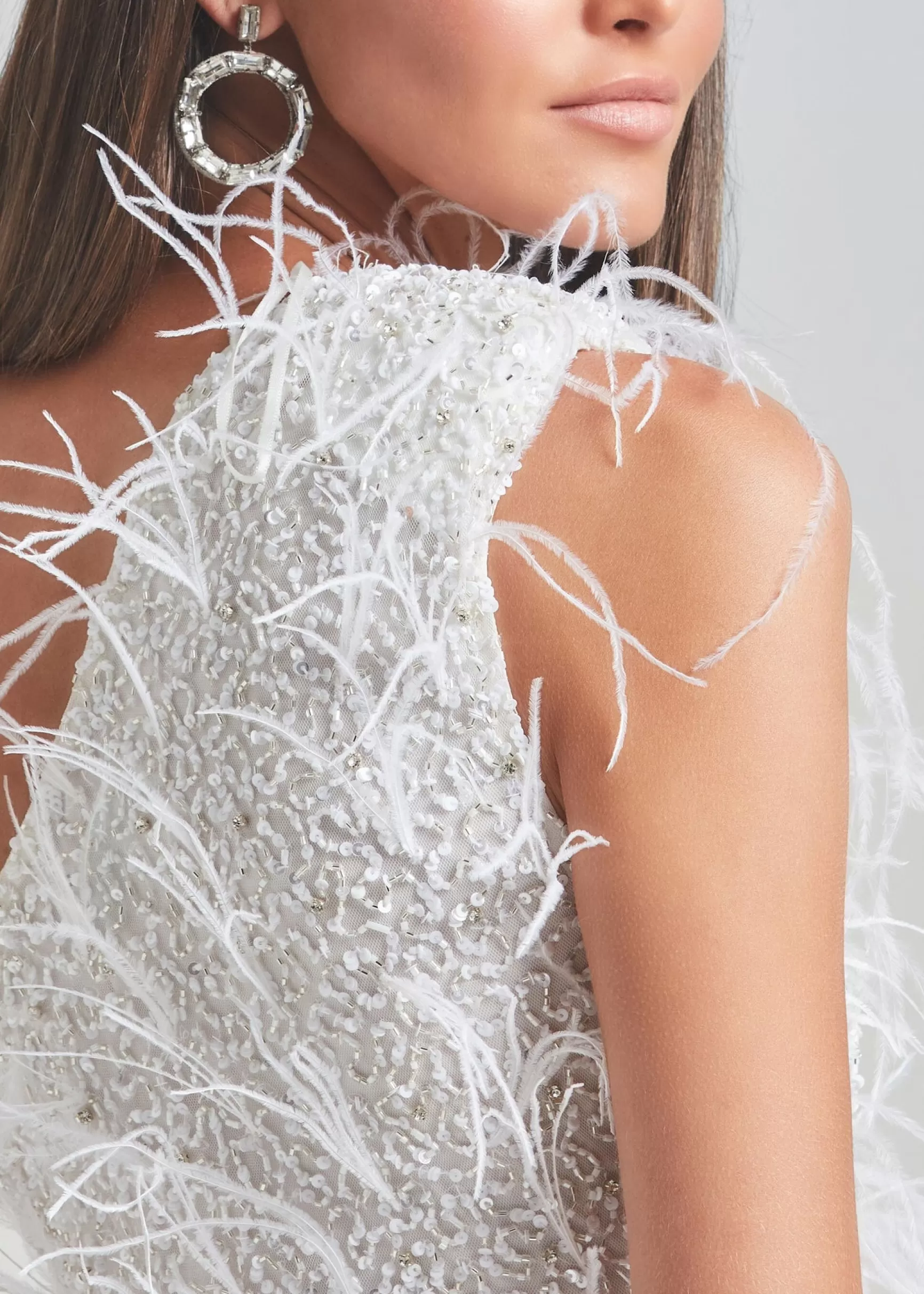 RETROFÊTE*Retrofete Sina Feather Dress White/Silver