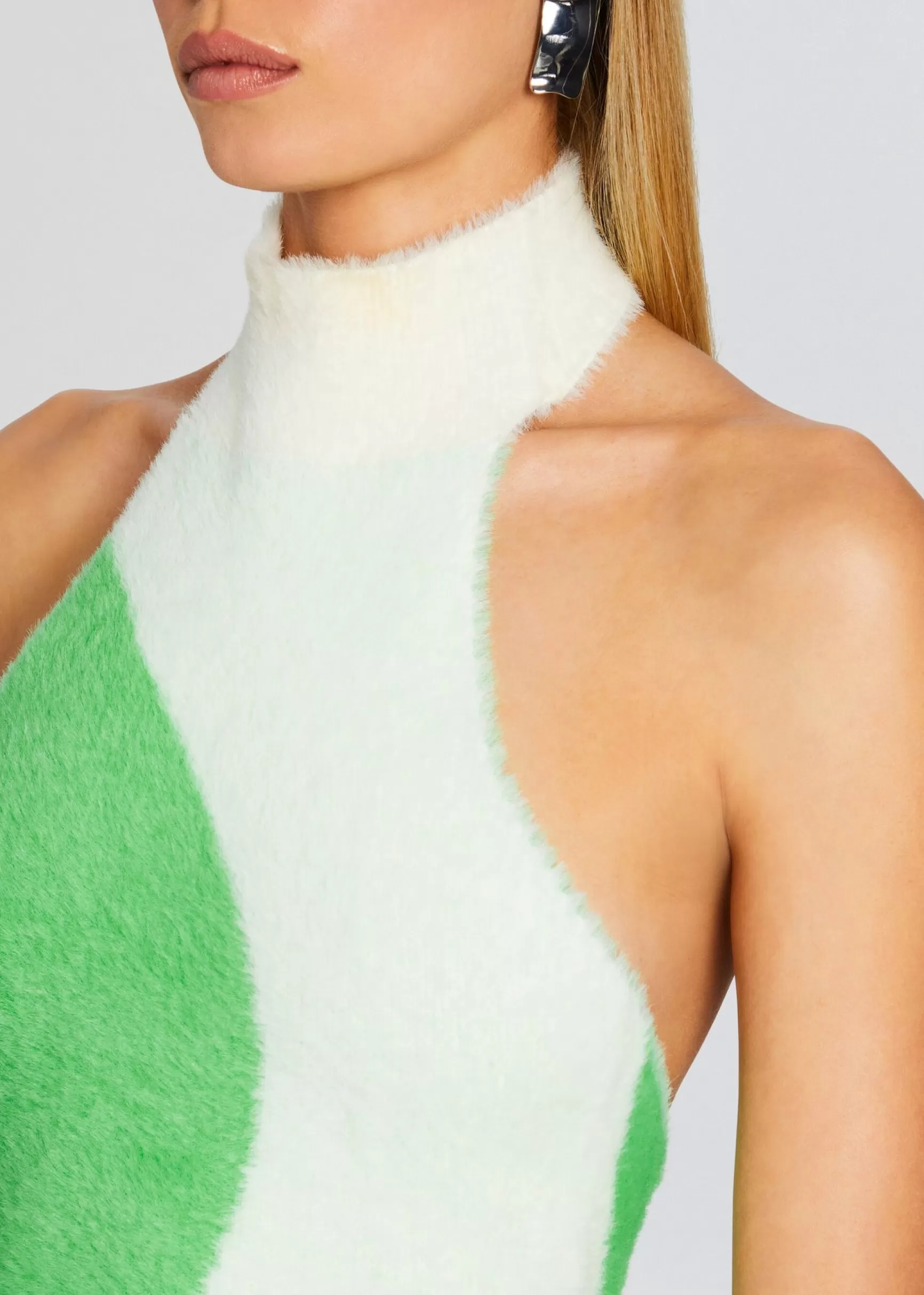 Spring Knits*Retrofete Wilma Fuzzy Crop Top Pistachio/Cream